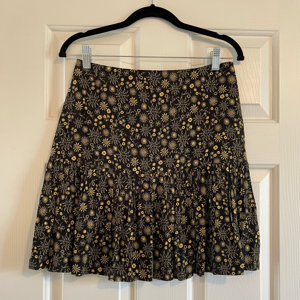 Sandro black and yellow sun mini skirt